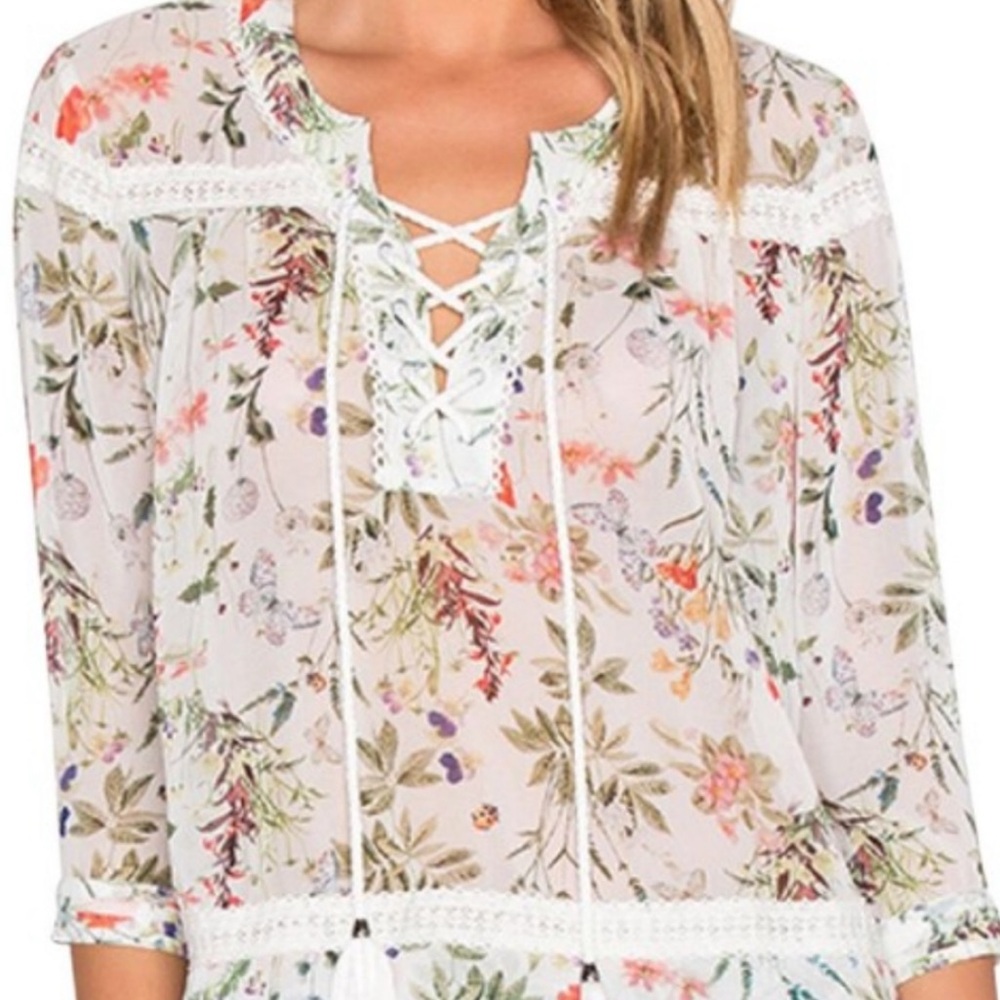 The Kooples Floral Chiffon Blouse Size L